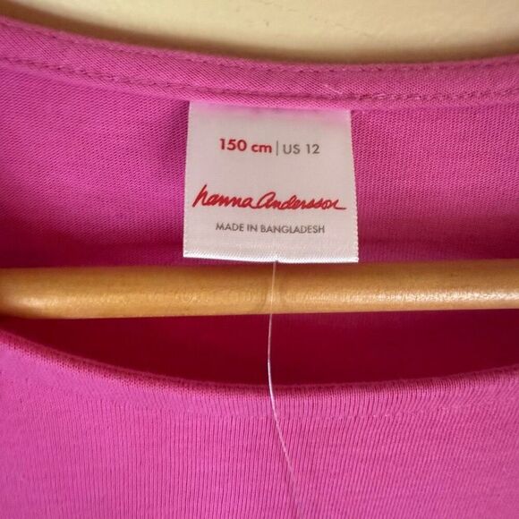 NWT Hanna Andersson Girls Pink Pullover Dress with Decal and Pockets Size US 12‎ - Picture 2 of 7